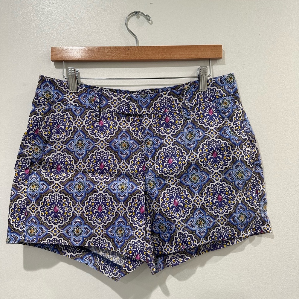 Level 99 Blue and Purple Patterned High Waist Shorts